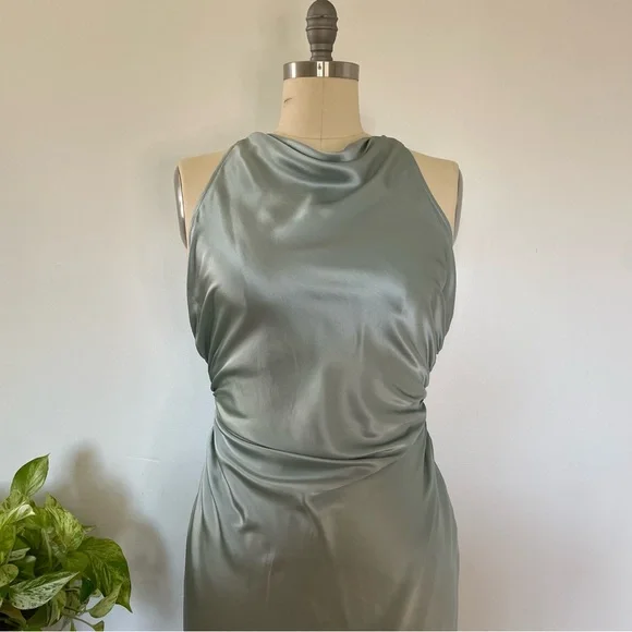 Reformation Anaiis Silk Dress in Aquamarine - Picture 5 of 11